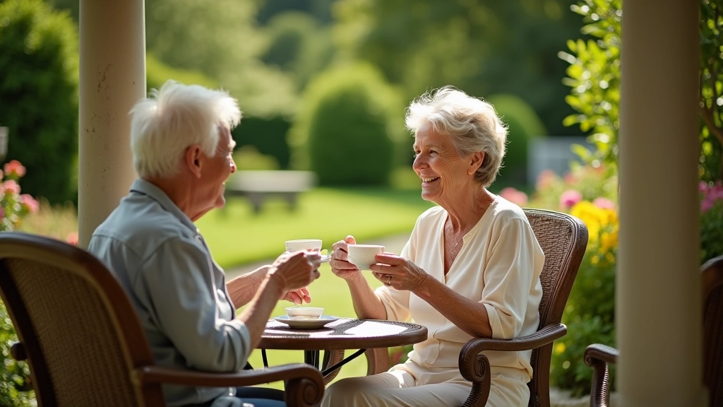 Retirees relaxing in garden gazebo at Lismore estate